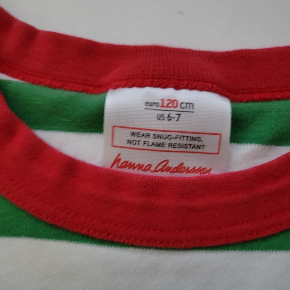 Hanna Andersson Green Striped Holiday Organic Cotton Long John Pajamas - Picture 6 of 12